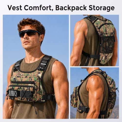 Running Vest Water Backpack with 2L Leak-Proof Bladder for Men & Women - color: Camo Green