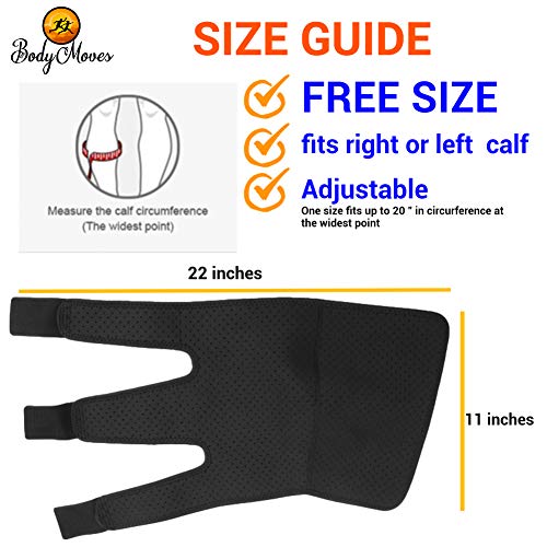 BodyMoves Adjustable Calf Compression Sleeve – Shin Splint Relief Brace with Velcro Wrap, Calf Support Sleeve for Men & Women