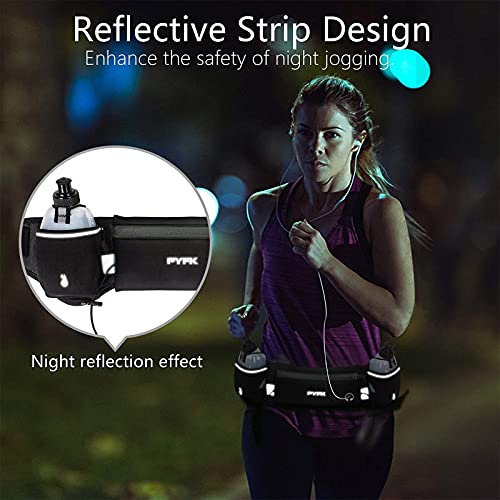 PYFK Running Belt with Water Bottles, Hydration Belt for Men and Women, Water Bottle Holder Running Pouch Water Belt, Fanny Pack Fits 7 inches Phones, Waist pack for Runner Jogging - color: Black