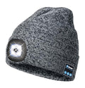 Wmcaps Bluetooth Beanie with LED Light and Headphones, Christmas Tech Gifts - color: Black White Blend