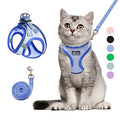 Cat Harness and Leash Set, Soft and Breathable Vest with Reflective Strip, Escape Proof Kitten Harness, Easy to Wear for Cats Walking and Traveling (Blue, XS) - color: Blue, size: XS (Chest:12''-13'')