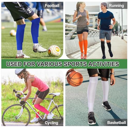 Ultrafun 3 Pairs Leg Sleeves Pre-cut Soccer Sleeves Compatible with Grip Socks Shin Guards Sleeves for Soccer Football - color: White, size: Large