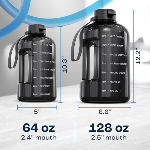 AQUAFIT 1 Gallon Water Bottle with Motivational Quotes - color: Clarity, size: 128 Ounces