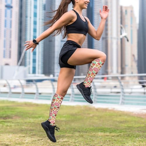 Hen Floral Compression Socks for Women Men - color: Cute Dount Coffee