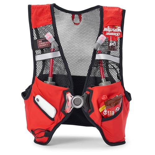 USWE Pace - Running Vest Hydration Pack with 2 x 500ml UltraFlask, Backpack for Men and Women - style: 2L, Red, Small