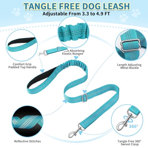SlowTon No Pull Small Dog Harness and Leash Set with Front Clip - color: Teal, size: X-Small