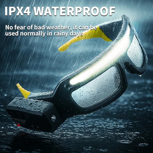 LED Headlight Glasses Rechargeable Headlight Glasses with Motion Sensor & Touch Control, Adjustable Safety Eyewear - color: Yellow-2 Pack