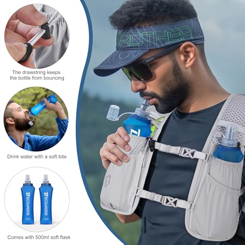 BECOJADDE Running Vest for Women Men, 5L/6L Lightweight Hydration Backpack Running Pack for Marathon, Trail, Cycling, Hiking, Jogging - color: Gray