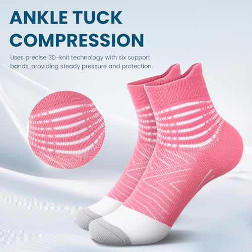 IRAMY Compression Ankle Support Socks Women - Wicking, Cushioned Athletic, Plantar Fasciitis Relief 2/3/6 Pairs - color: Pink+purple(2 Packs), size: Small