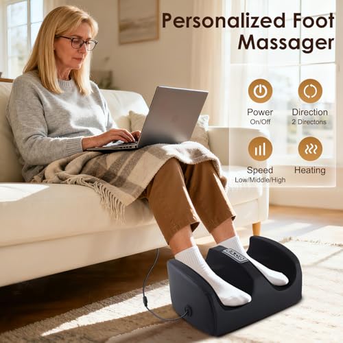 Foot Massager with Heat Electric Foot and Calf Massager Black