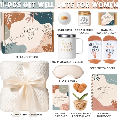 Get Well Gifts Basket for Women After Surgery Recovery Cancer Care Package - color: Ivory White