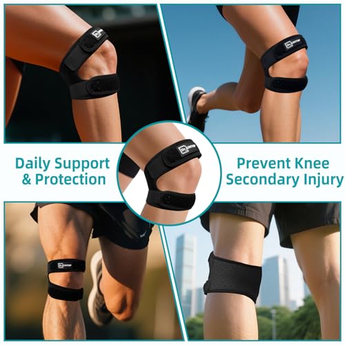 Dual Patellar Tendon Support Strap w/Gel Pad Patella Knee Brace - style: Black