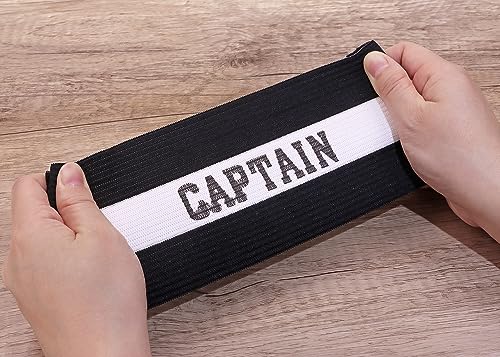 ONLYKXY Captain Armbands 9x30CM/3.54x11.81inch Adjustable Leader Armband for Soccer Basketball Volleyball School Team Competition Coach Players Wrist Arm Bands (Black+White, 1)