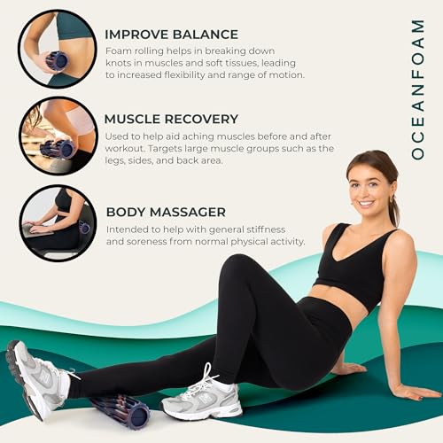 Oceanfoam Ripple Small Foam Roller (Red, Dark Navy & Natural Marbled) - color: Red, Dark Navy & Natural Marbled