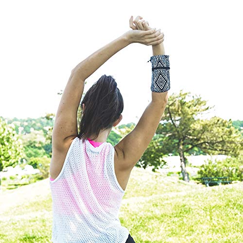Sprigs Wrist Wallet Running Wristband Pocket for Keys Cards Cash ID Phone - color: Blue Melange