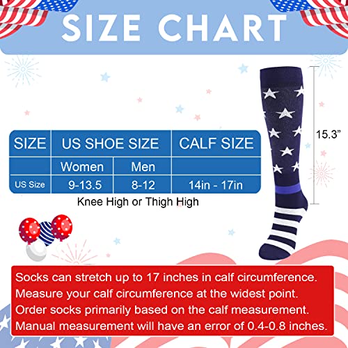 Junely Compression Socks for Women Knee High Socks Funny - color: Flag Blue