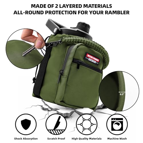 NATURE PIONEOR 26-128 oz Insulated Water Bottle Carrier Holder with Strap - color: Green, size: Half Gallon YETl