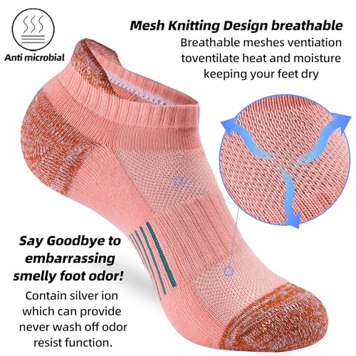 ATBITER Women's Ankle Socks Cushioned Running Athletic No Show Socks-6Pairs - color: 6pairs Colorful-cute, size: 10-12