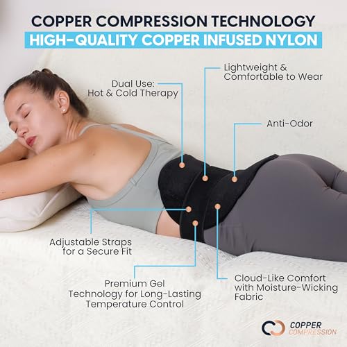 Copper Compression CopperFreeze™ Back & Stomach Wrap Hot & Cold Therapy Support for Pain, Muscle Soreness, Cramps, and Injury Recovery – 360° Copper Infused Relief for Lumbar, Lower Back, and Abdomen - style: Back and Stomach Wrap