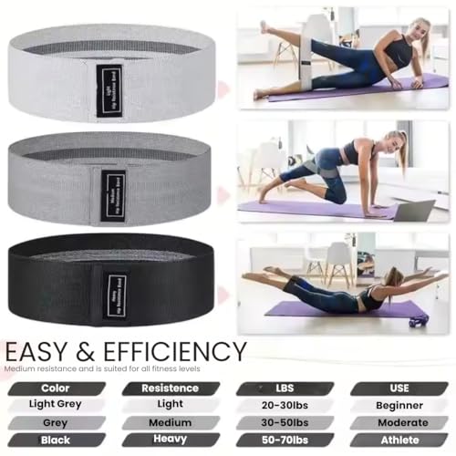 Fabric Booty Bands | Exercise Band for Legs and Butt | Fabric Resistance | Hip Resistance Bands with Workout Guide and Carry | Strength | Rehab | BioSync360 |