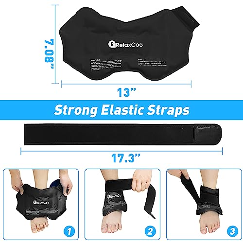 RelaxCoo Ankle Ice Pack Wrap for Swelling, Reusable Gel Ice Pack for Ankle Injuries, Cold Compress Therapy for Foot Pain Relief, Achilles Tendonitis, Plantar Fasciitis, Sprains - style: BLACK 1 PACK