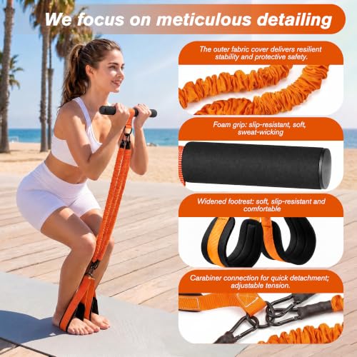 Resistance Bands with Handles,Pedal Resistance Band with Handle - color: 90lbs-Orange
