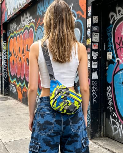AIBEARTY Fashion Fanny Pack Small Checkered Waist Pack Belt Waist Bag Pack Pouch with Adjustable Strap for Sport Running,Camping,Trip - color: Camouflage 03