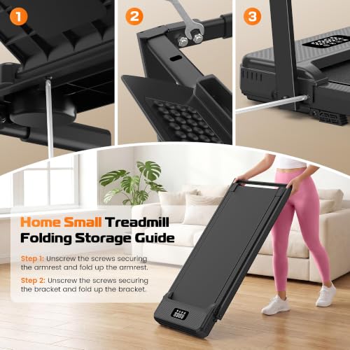 ANCHEER Incline Walking Pad with Handle Bar, Foldable Treadmill-Home/Office - color: 09-Black