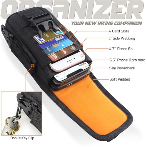 WYNEX Tactical Phone Pouch Molle, Phone Blet Holder Fit 4.0-6.7" Screen - color: Black
