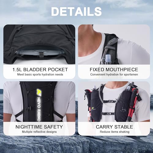 N NEVO RHINO 5.5L Running Vest, Hydration Vest with 1.5L Water Bladder - color: black
