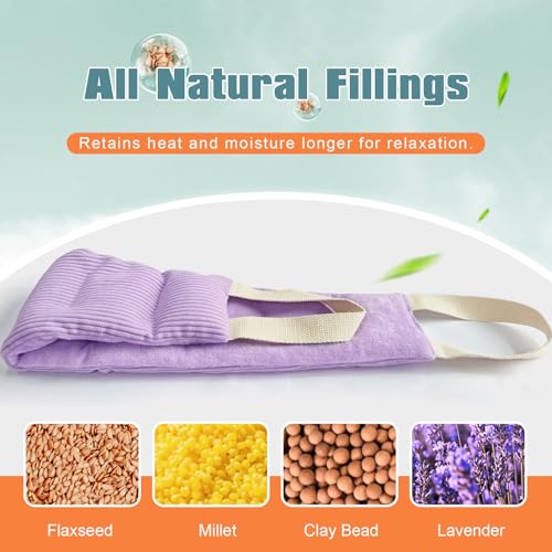 uncn Heating Pad for Neck and Shoulders and Back Moist Small Microwavable Neck Wrap Warmer Weighted Heat Wrap Microwave Heatable Rice Beanbag Cervical Hot Pack Lavender Scented 1.5Pounds - color: Purple