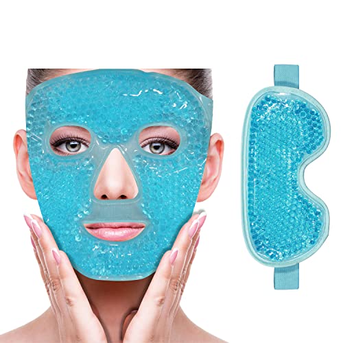 ZNÖCUETÖD Cooling Mask Ice Pack for Face Eye, Hot Cold Compress for Face - color: Blue-#2