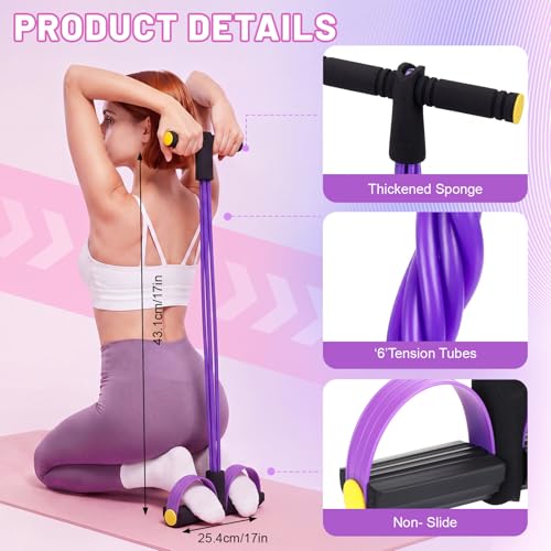 3-in-1 Resistance Bands Set, Fabric Booty Elastic, 6-Tube Pedal Pull Rope & Ankle Strap with Cuffs, Workout Equipment for Women Home Gym, Leg Glute Butt Hip Exercise