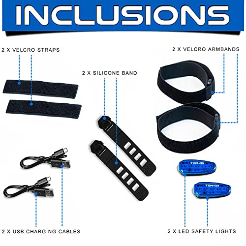 USB-C Rechargeable LED Safety Lights (2 Pack) - Clip on Strobe Running Lights for Runners, Joggers,Walkers,Kids,Dogs,Bike Tail Lights - High Visibility Accessories for Reflective Gear - color: Blue