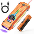HAUSBELL Flat EDC Flashlight 1800LM Turbo, 0.6" Ultra-Slim Pocket Light with Stepless Dimming Dial, Magnetic Base, 365nm UV & Red Laser, Side-COB Flood, USB-C Fast Charge, IP44 Weatherproof - color: Orange