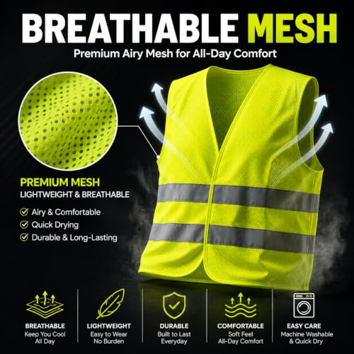 Safety Vests High Visibility Reflective Vest, Hi Vis Mesh Vest, Green/Orange Multi-Pack for Work, Traffic, Warehouse - color: Green