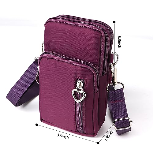 Women Cell Phone Purse Wristband Sport Armband Wallet Travel Crossbody Cell Phone Purse for Galaxy S10 Plus S9 Plus A50 A7 J7,OnePlus 6T,HTC U12 (Purple) - color: Purple