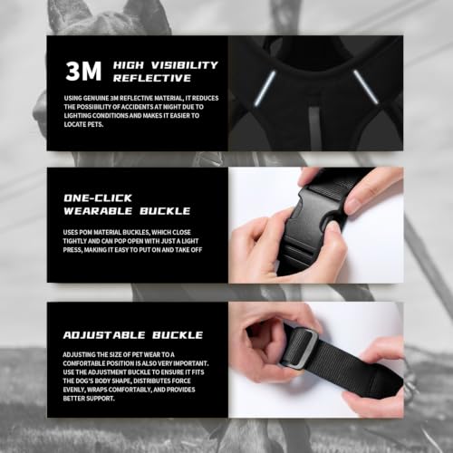 No-Pull Dog Harness Reflective Breathable Adjustable Vest - color: Black, size: XL