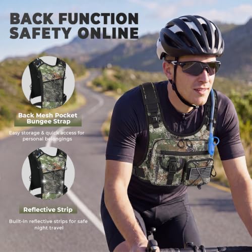 Criuage USA Patent Running Hydration Vest Backpack, Lightweight Chest Pack with 2.0L Water Bladder Bag Daypack for Hiking Running Cycling Race Marathon for Women Men - color: Cagreen