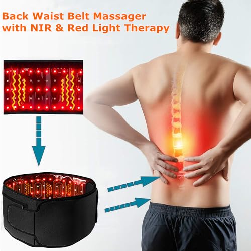 Red Light Therapy Massage Belt, Vibrating Infrared Light Wrap Pad for Body - color: Black