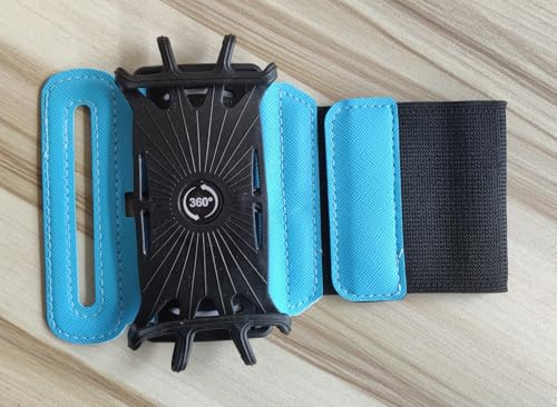Wristband Cell Phone Holder, 360 Rotatable Running Forearm Armband for 4.7-6.7 Inch Smartphones, Compatible with iPhone 16 Pro/15/Pixel 9a/9 Pro/8a/Samsung Galaxy/Motorola Moto/Blu Phones (Blue)