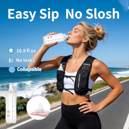 IEJ Running Hydration Vest with 500ml Soft Flask for Marathon - color: Black
