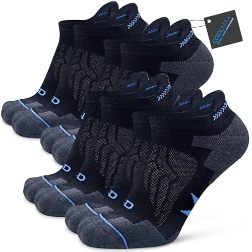 Socks Daze Men's Women's Ankle Cushioned Coolmax Running Walking Socks - color: 4 Pairs Black, size: Large-X-Large