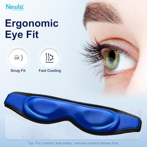 Cooling Gel Eye Mask for Puffiness, Contoured Cold Compress for Eyes, Black - color: Black