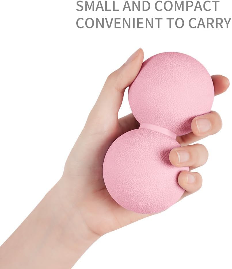 Double Lacrosse Peanut Massage Ball for Deep Tissue Pain Relief - Micro-Elastic Myofascial Roller Ball for Back and Neck, Foot and Physical Therapy (Pink) - color: Pink