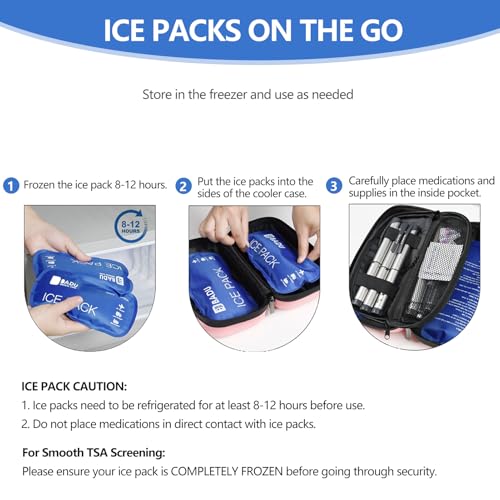 Ice Packs for Insulin Cooler Travel Case, Pack of 2(120g *2), TSA Approved Reusable Ice Packs, Retention for 8-12 Hours, Suitable for Most Medication Cooler Travel Case (2) - size: M-120g