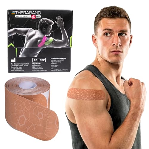 THERABAND Kinesiology Tape for Shoulder, Back & Knee, 2", Beige/Beige - color: Beige/Beige