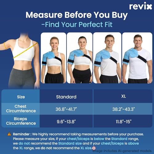 REVIX XL Shoulder Ice Pack Wrap for Rotator Cuff, Reusable Gel Cold Pack - size: XL, style: Blue