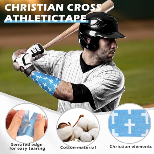 TrelaCo 1 Pcs Cross Wrist Tape Christian Athletic Tape, Blue - color: Blue