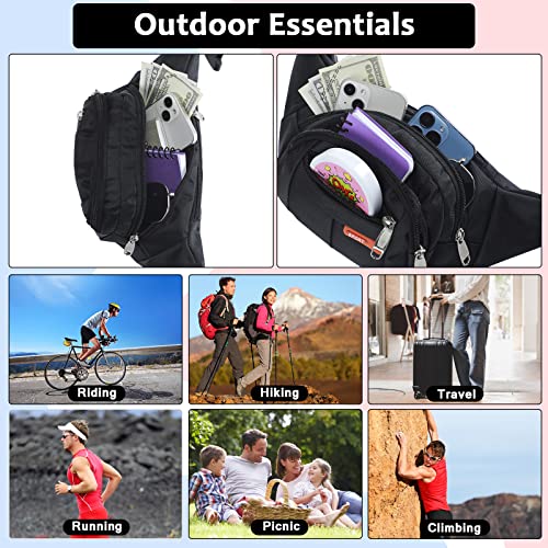 3 Pcs Fanny Packs Crossbody Waist Bags for Women Men Crossbody Waterproof Fanny Pack Belt Bag for Travel Walking Running Hiking Cycling Outdoor Easy Carry Any Phone, Wallet (Black, Purple, Navy Blue) - color: Black, Purple, Navy Blue